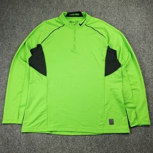 Nike Pro Quarter Zip 2XL Fitted Dri Fit Sweatshirt Long Sleeve Performance Lime